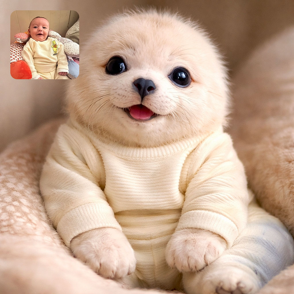 A cheerful baby dressed in a cozy cream outfit featuring Winnie the Pooh, comfortably nestled among colorful, patterned cushions, smiling warmly at the camera with a soft, homey background.