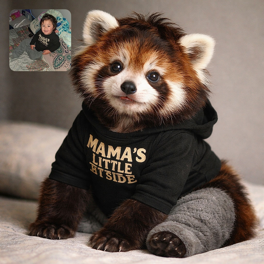 A delighted toddler perched on a patterned bed, grinning at the camera like it’s showtime — hair tousled, comfy pants on, and surrounded by pillows and a colorful towel fort.