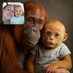 A cheerful selfie of a woman and a baby inside a car, with a bright protest sign visible through the rear window, creating a mix of cozy family moment and activist vibe.