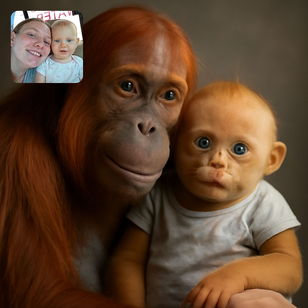 A cheerful selfie of a woman and a baby inside a car, with a bright protest sign visible through the rear window, creating a mix of cozy family moment and activist vibe.