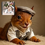 A charming baby dressed in a plaid outfit and matching cap lies on a fluffy rug, smiling brightly with twinkling eyes. The background features soft, warm bokeh lights and festive decorations, adding a cozy holiday vibe.
