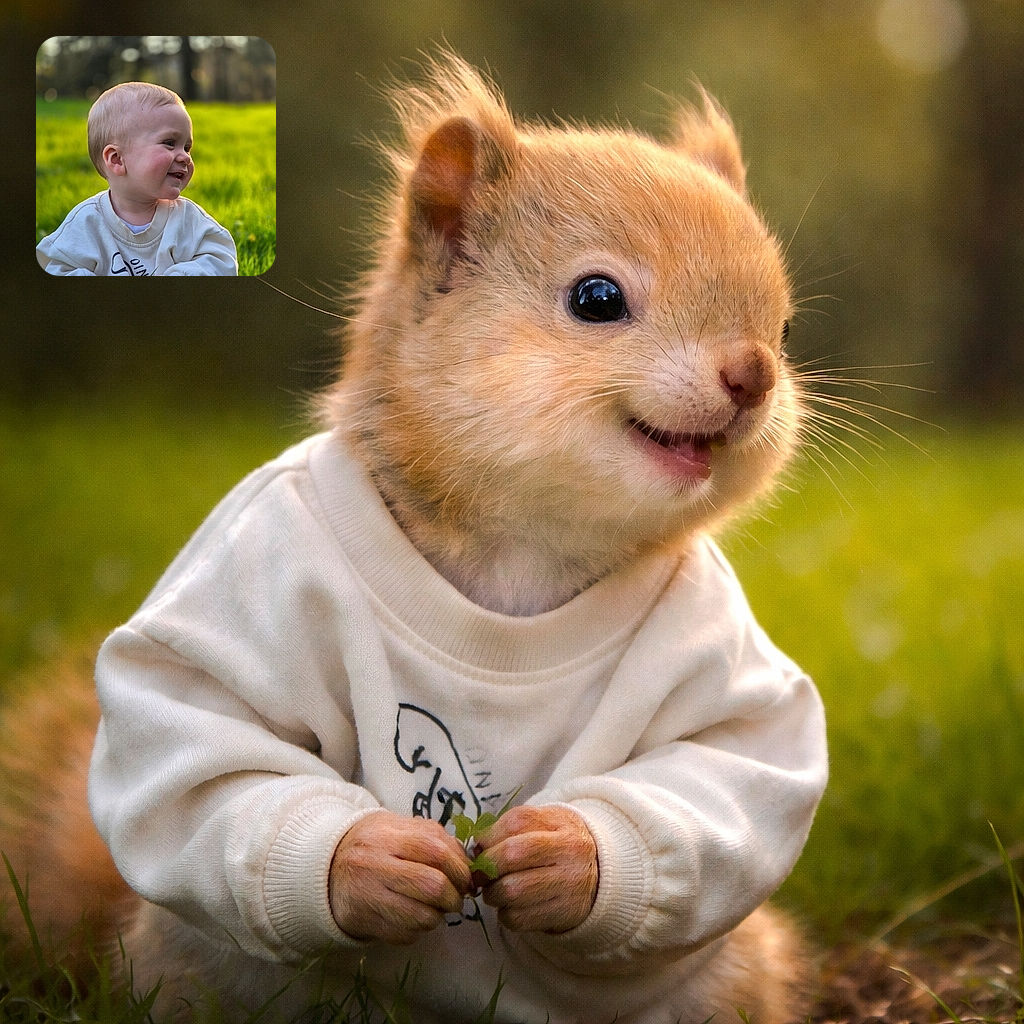 A joyful toddler in a cozy sweatshirt is caught mid-laugh while sitting in a lush green field, holding a blade of grass with a soft, dreamy bokeh background that highlights the warmth of a sunny day.