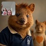 Three kids are caught mid-selfie moment, one making a peace sign and a pout, another with a cheeky dimpled grin, and the third calmly looking at the camera, all framed by a plain white wall background.