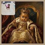 A curious baby in a pink outfit is doing a tiny floor-level push-up, looking ready to crawl into a kitchen adventure while a frying pan and exercise equipment watch from the sidelines.