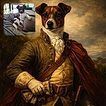 A wide-eyed brown-and-white puppy lounges like royalty in a plush gray blanket on the sofa, one paw casually draped as if signing autographs. Behind it a bright living room with a table, chairs and plants provides an elegant backdrop — the pup stares at the camera with the unmistakable look: 'Are you going to pet me or just admire me?'