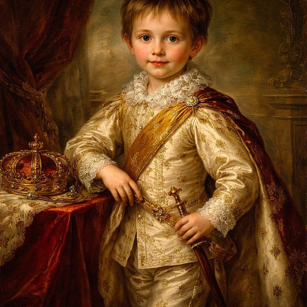 A lively little kid standing barefoot on a chair, holding a red gift bag with curiosity and excitement, surrounded by colorful gift bags on a table in a cozy indoor setting.