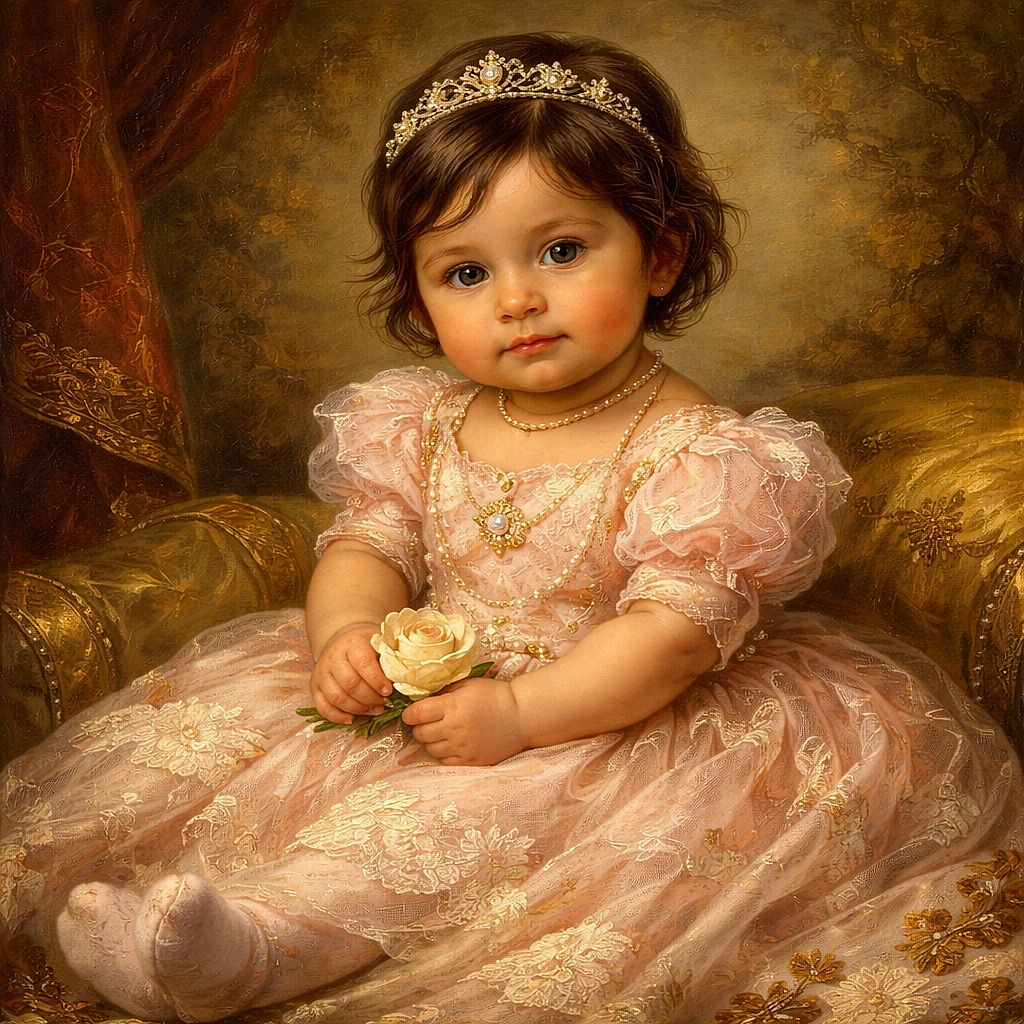 A tiny human monarch surveys their plush throne like it's kingdom HQ — tufted couch, sunlit windows, and socked feet poking through donut-shaped openings. Adorable seriousness meets nap-ready comfort.