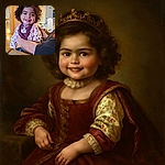 A cheerful toddler with curly hair and a floral sweater beams happily as they sit comfortably on a beige chair, supported by an adult's arm, in a cozy indoor setting with warm wooden tones and soft lighting.