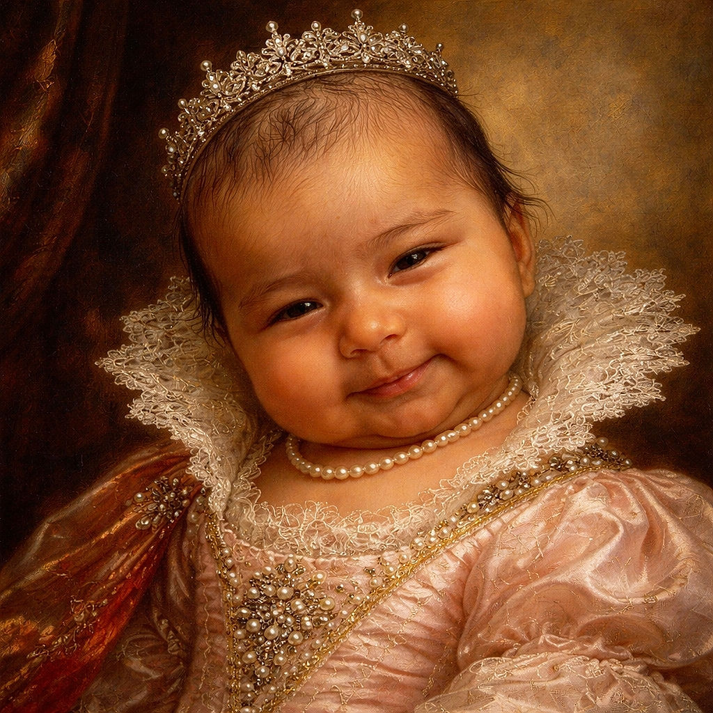 A chubby-cheeked newborn pulling a squinty, dramatic face while snuggled into a fluffy pink blanket — like a tiny comedian delivering a punchline. The close-up shows soft hair, adorable chin rolls and one little hand peeking in, with the textured fleece filling the background.