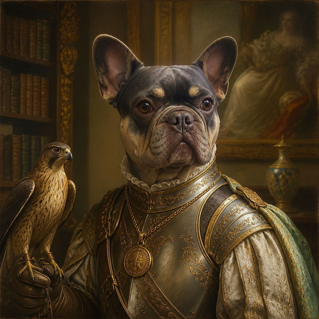 A serious-looking French bulldog lounges on a couch like a tiny, wrinkly bouncer guarding the cushions, while its enormous ears stand at attention for absolutely no apparent reason.
