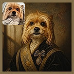 A tiny, gloriously shaggy dog stares into the camera from beneath a patterned blanket, looking like it has just been promoted to Chief Executive of Couch Naps. The warm indoor lighting, glossy eyes, and windswept facial fluff give this little terrier an unexpectedly dramatic celebrity portrait.