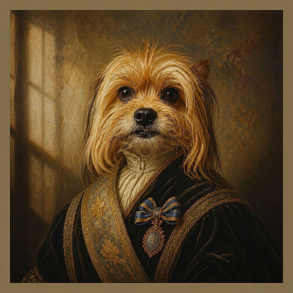 A tiny, gloriously shaggy dog stares into the camera from beneath a patterned blanket, looking like it has just been promoted to Chief Executive of Couch Naps. The warm indoor lighting, glossy eyes, and windswept facial fluff give this little terrier an unexpectedly dramatic celebrity portrait.