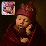 A peacefully sleeping newborn bundled up in a cozy pink hat and blanket, looking as soft and serene as a tiny cloud on a lazy afternoon.
