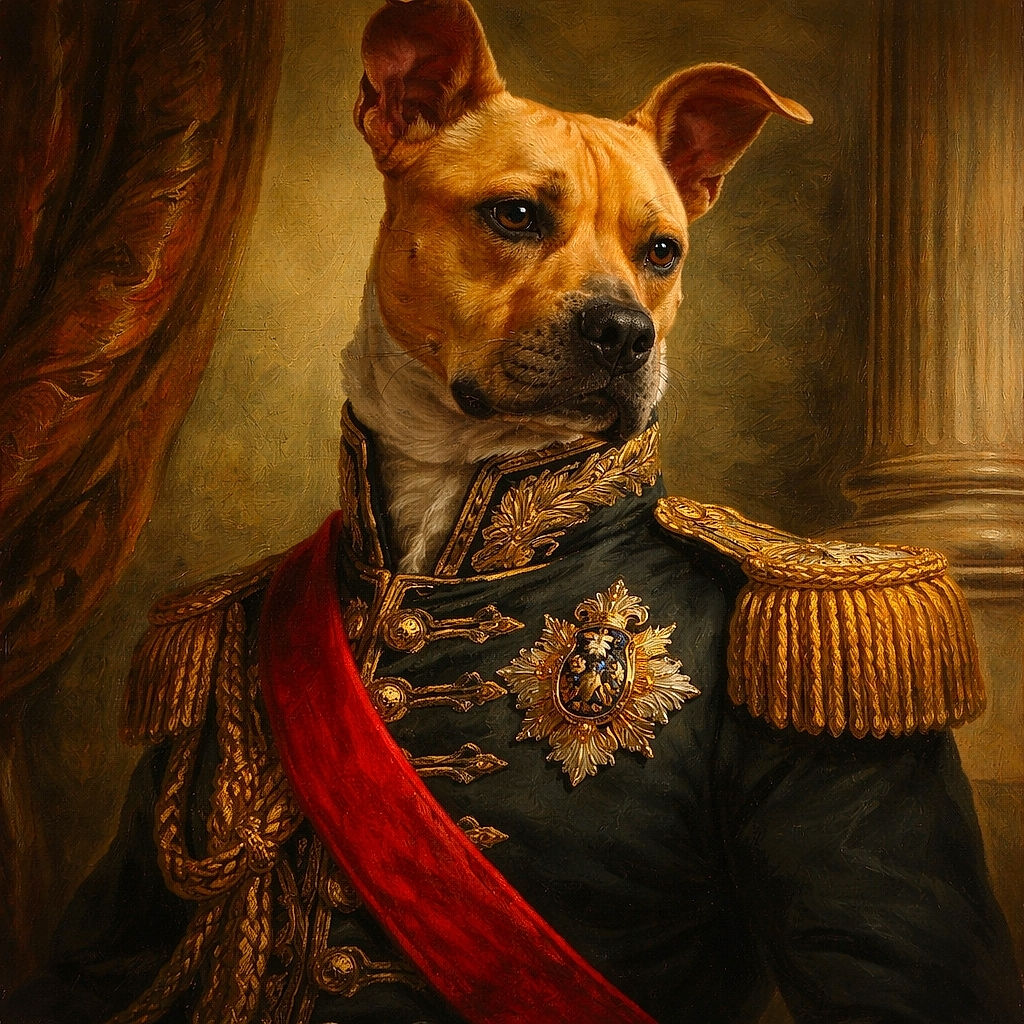 A curious dog with a tan and white coat sits attentively on a black blanket indoors, tilting its head as if pondering the mysteries of life while a cozy living room with a beige chair and a door in the background completes the homey scene.