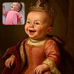 A joyful baby wearing a pink ribbed shirt lies on a soft white surface, smiling widely with eyes sparkling, capturing a moment of pure happiness and innocence.