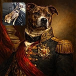 A charming brindle dog with a pink harness sits patiently in the backseat of a car, looking thoughtfully out the window as if pondering the mysteries of the road trip ahead.