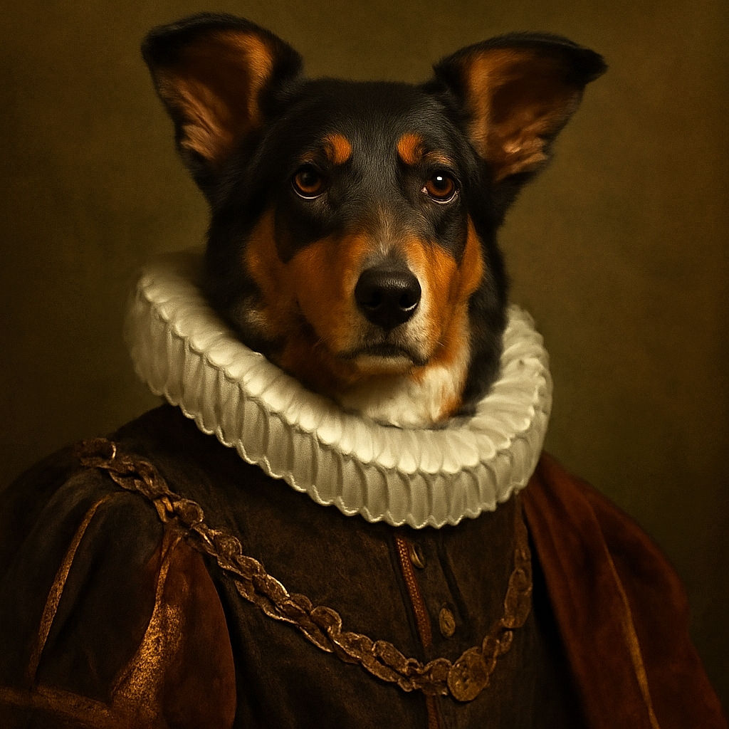 A cheerful dog looks up excitedly from the grassy ground as a tattooed leg rests on a sunlit tree trunk, capturing a candid moment of outdoor companionship and nature vibes.