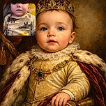 Wide-eyed baby in a dinosaur onesie stares up like they've just discovered gravity — cheeks puffed, hair majestically disheveled, and ready to negotiate snack time in cuteness.