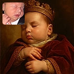 A peaceful sleeping newborn baby with delicate features and tiny hands curled up, wrapped in soft clothing, captured in a close-up that radiates warmth and innocence.