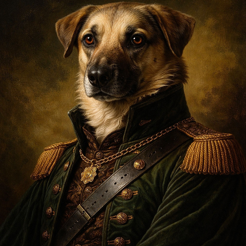 A close-up, artistic portrait of a dog's face with striking amber eyes peering through the shadows, creating a mysterious and captivating effect against a pitch-black background.