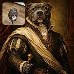 A charming dog with a white chest patch sits patiently on a wooden floor, looking up with soulful eyes, as if waiting for a treat or a belly rub in a cozy kitchen setting.