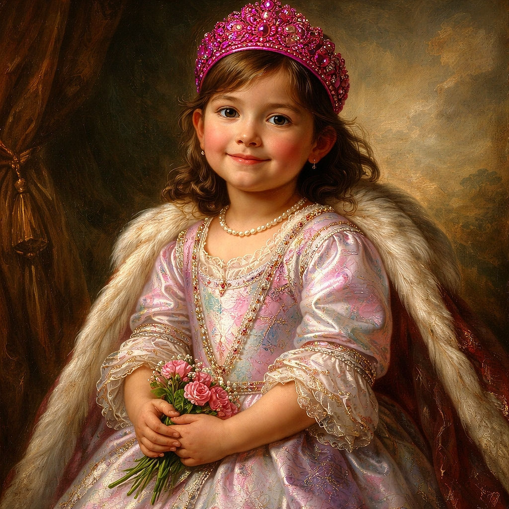 A cheerful young child wearing a bright pink hat and pastel jacket enjoys a sunny day swinging in a park surrounded by tall palm trees and vibrant blue skies, with colorful playground flooring adding a playful touch.