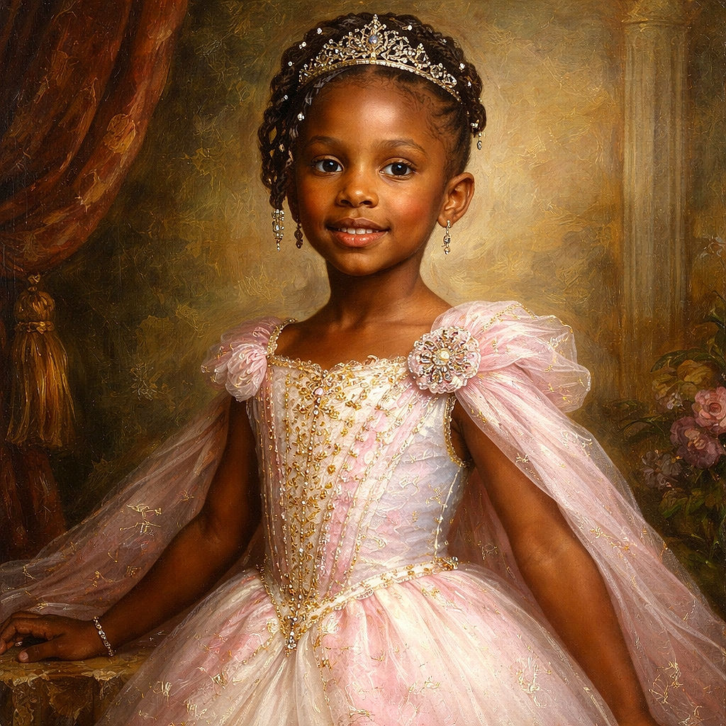 Three kids pose on the bus steps like tiny travel agents—bright backpacks, matching pink shorts, and perfectly beaded braids—while an adult and the bus interior form the background and a giant pink lock-screen time stamps the whole moment.