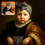 A curious baby dressed in a chic black and white houndstooth outfit with a matching big bow headband crawls on a soft fluffy carpet, surrounded by cozy woven pumpkins, looking like the tiniest autumn explorer.