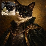 A cozy tuxedo cat wrapped snugly in a soft blanket, looking relaxed and slightly curious with its whiskers and ears sharply in focus against a softly blurred bedroom background.