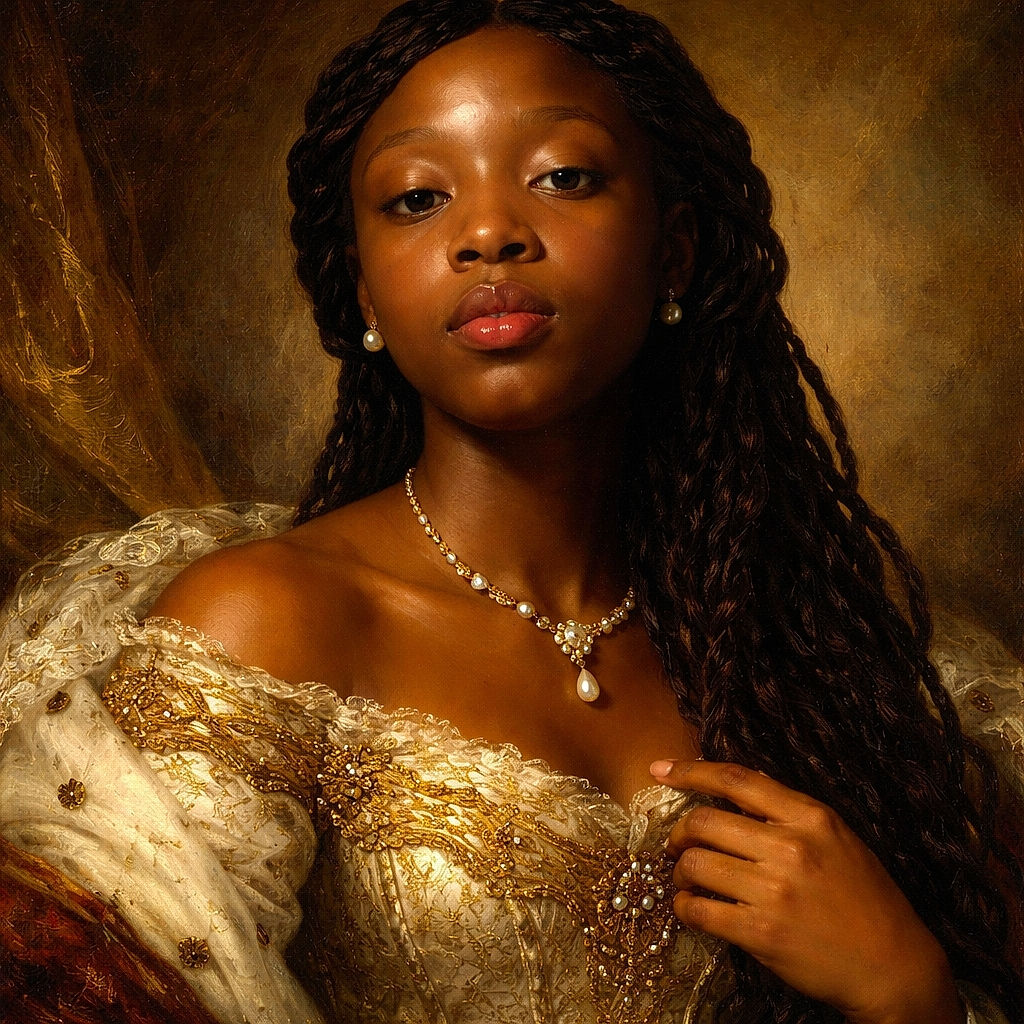 A close-up selfie of a young person with braided hair and glossy lips, posing with one hand resting on their head against a deep blue background, wearing a white shirt with a purple shadow cast on it.