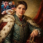 A cheerful young person enjoys a sunny outdoor meal, poised with a knife and fork ready to dig into a deliciously chocolate-topped waffle, surrounded by a cozy café setting with wooden tables and natural light.