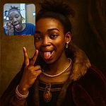 Two kids in a classroom setting, one making a playful peace sign with tongue out, the other focused on something off-screen, surrounded by educational posters and a door labeled 'Teacher and Staff Bathroom'.