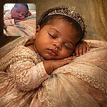 A peaceful baby sleeps soundly on a soft, colorful blanket with delicate patterns, bathed in gentle natural light from a nearby window, capturing a serene and tender moment.