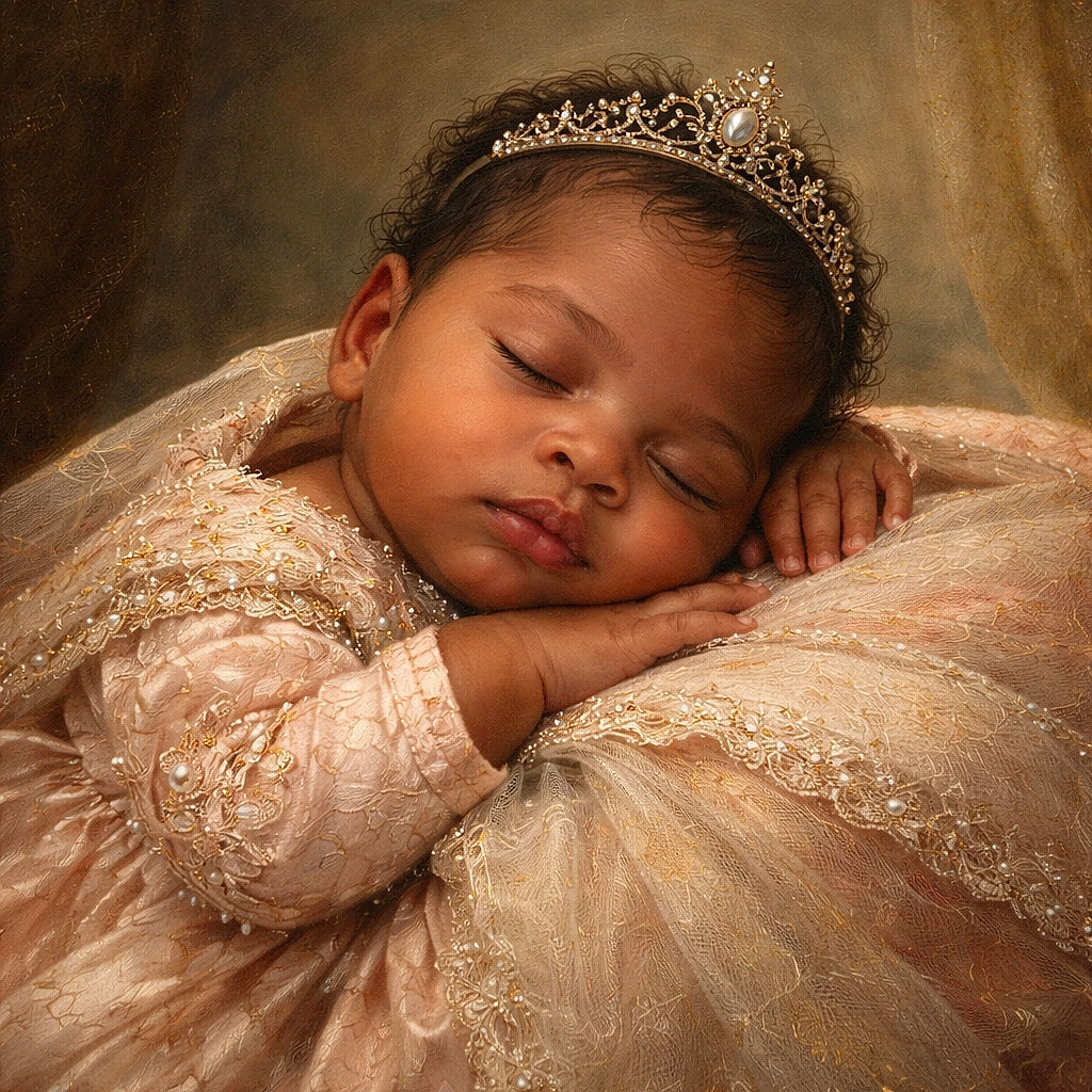 A peaceful baby sleeps soundly on a soft, colorful blanket with delicate patterns, bathed in gentle natural light from a nearby window, capturing a serene and tender moment.