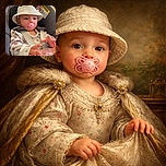 A cute baby wearing a white bucket hat and floral onesie is comfortably strapped in a gray car seat, with a pink pacifier in their mouth and tiny hands reaching out. Sunlight gently illuminates the scene, highlighting the baby's soft skin and curious expression.