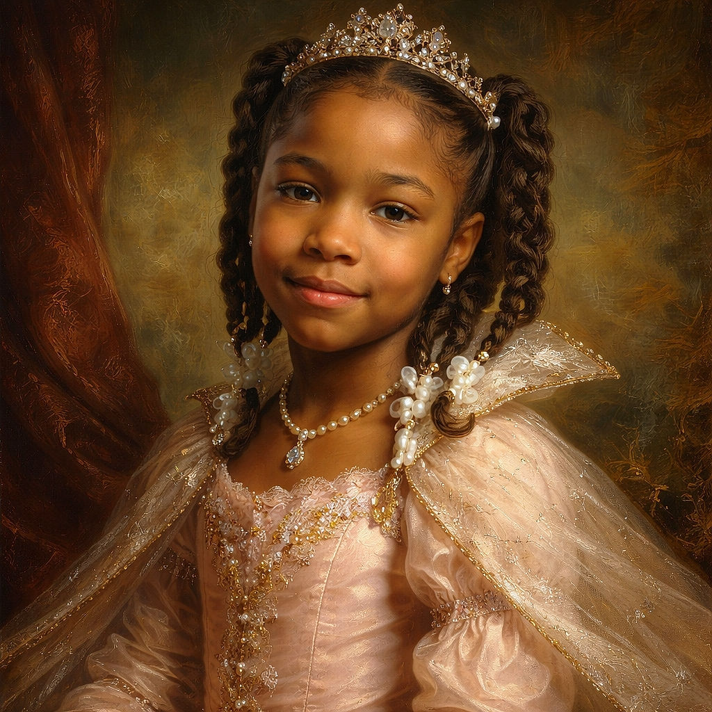 A blurry selfie of a young child with braided hair and beads, displayed on a smartphone screen resting on a dark wrinkled fabric surface. The phone screen shows some app interface elements and a date/time overlay at the top.