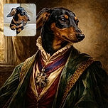 A charming little dachshund puppy lounges comfortably on a soft beige couch, with one ear flopped adorably to the side and a curious expression as if eavesdropping on secret puppy gossip.