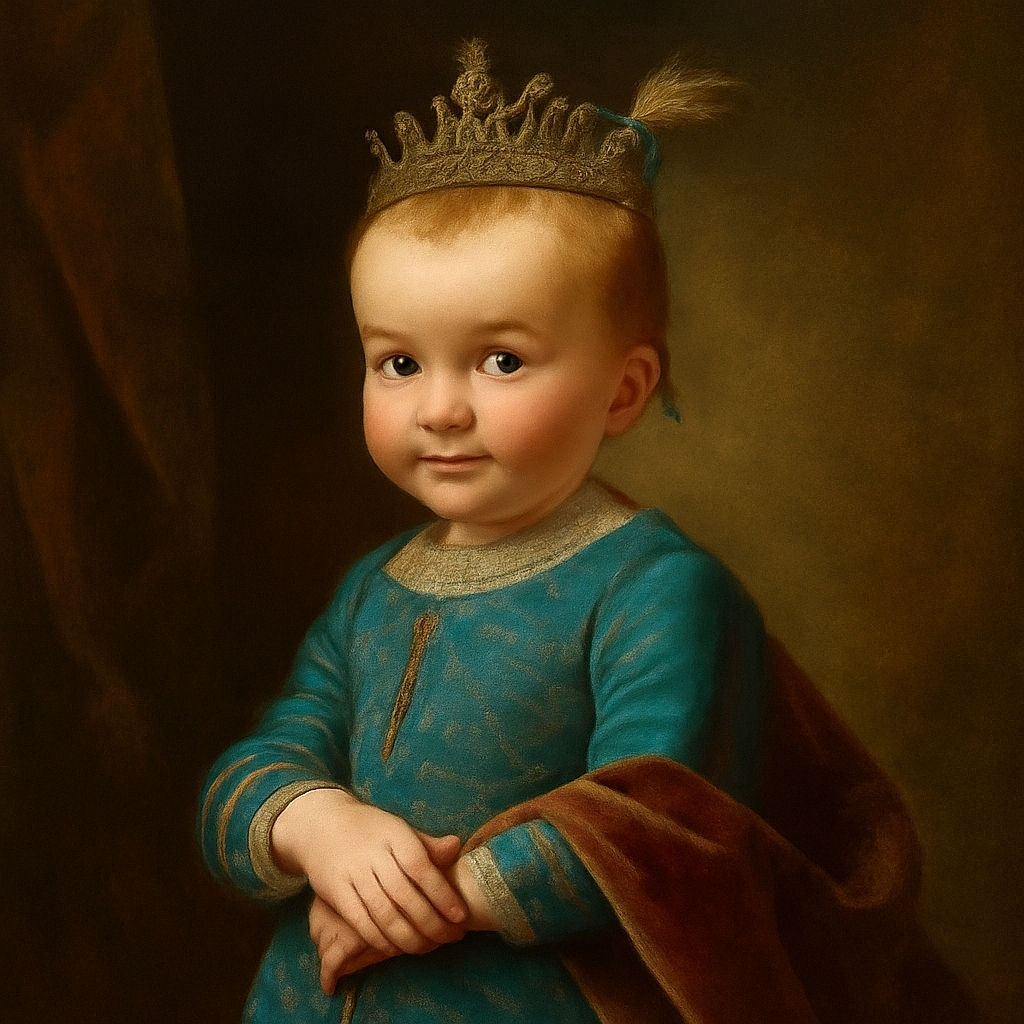 A curious toddler in colorful pajamas is caught mid-exploration, kneeling and reaching for cabinet handles, with a mischievous glance over the shoulder. The cozy kitchen setting and soft lighting add warmth to the candid moment, while the phone interface and ad banner overlay remind us this is a casual snapshot.
