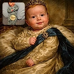 A cute baby wrapped snugly in a patterned swaddle lies on a soft blue pillow, gazing curiously at the camera with big eyes and a slight smile. A wooden plaque reading 'three months' rests on the baby's chest, marking the adorable milestone.