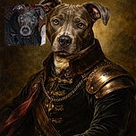 A curious black dog with a slightly blurry face and glowing blue eyes sits on a patterned carpet next to a person wearing a white sock, looking up with puppy eyes full of wonder.