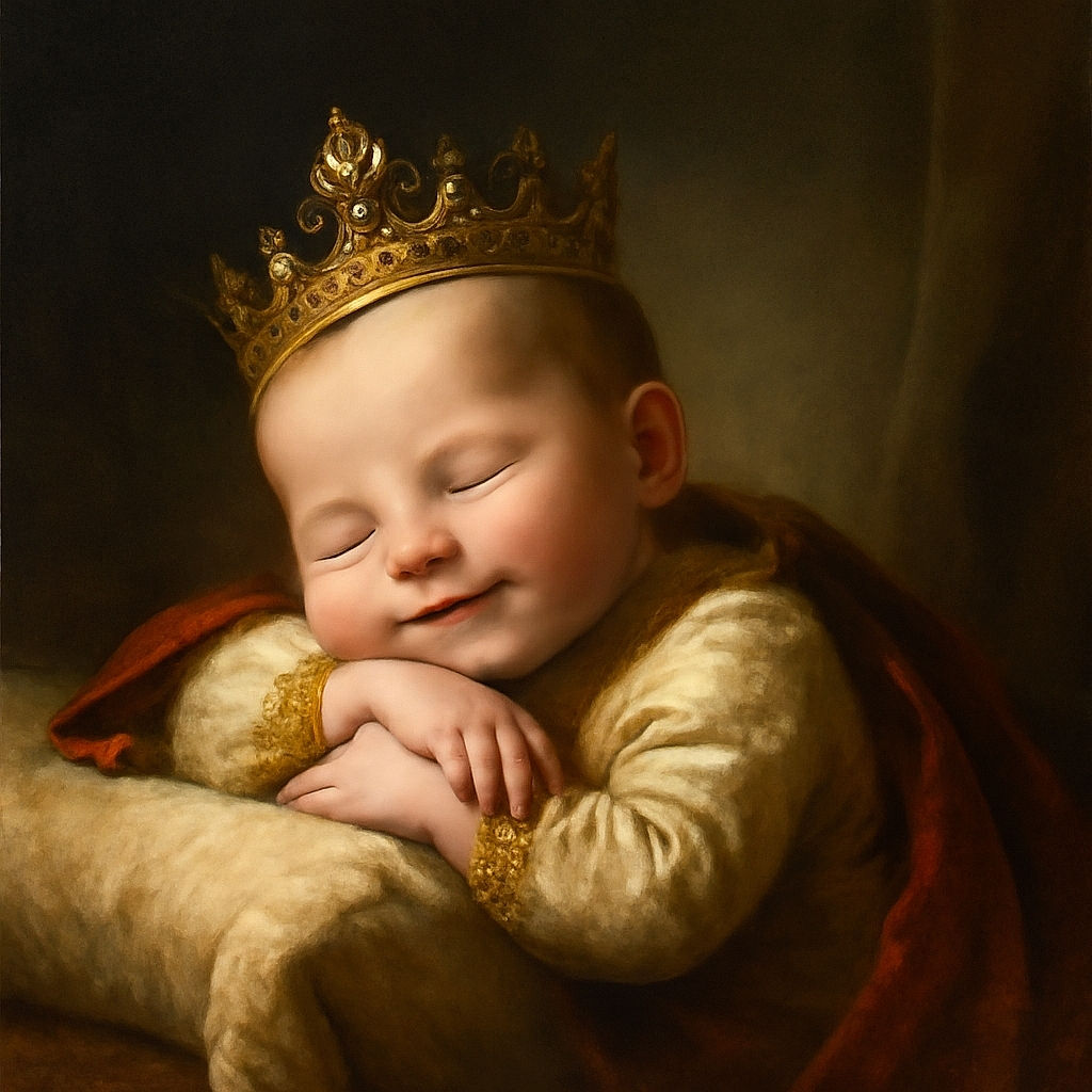 A peacefully sleeping newborn baby wrapped in a soft beige blanket, resting on a cozy textured surface with warm, earthy tones and blurred pampas grass in the background, creating a serene and tender atmosphere.