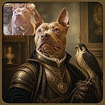 A stocky, big-eared dog sits proudly indoors, giving the camera a wonderfully serious look while its tongue peeks out like it just told the world's least convincing joke. Its shiny collar and broad white chest patch add extra charm, and the cozy room makes it look like the household security guard on a very relaxed shift.