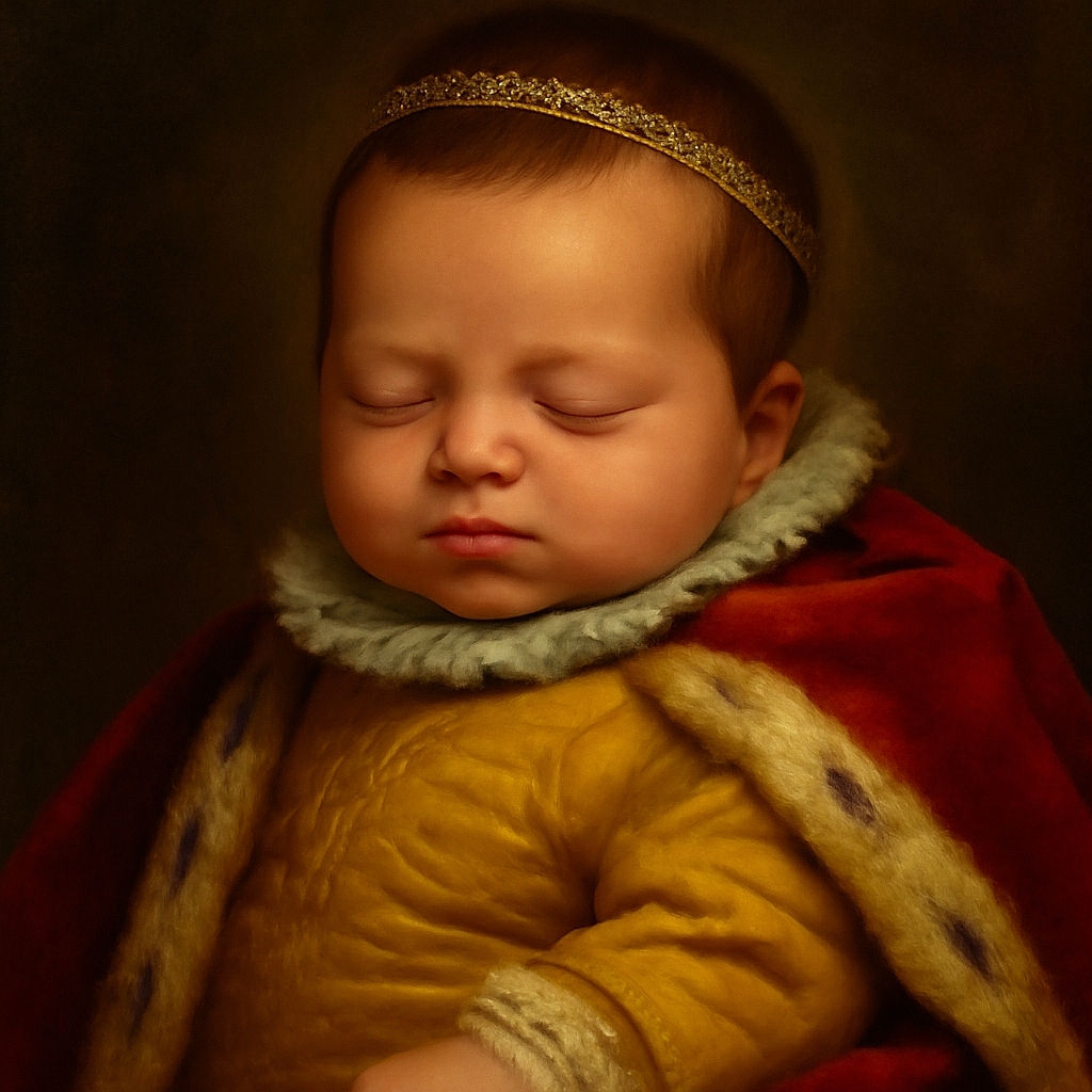 A peacefully sleeping newborn wrapped snugly in soft, striped blankets, with a serene expression that melts hearts instantly.