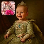 A joyful baby dressed in a Star Wars themed outfit with bright pink pants and cute socks, lying on a cozy butterfly-patterned blanket, flashing a big smile that could brighten anyone's day.