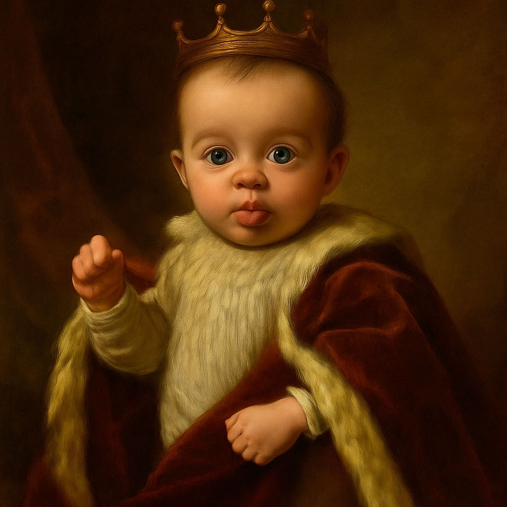 A curious baby peeks out from under a cozy blanket embroidered with 'Welcome to the World,' sticking their tongue out in a playful and adorable manner while resting on a patterned cushion.