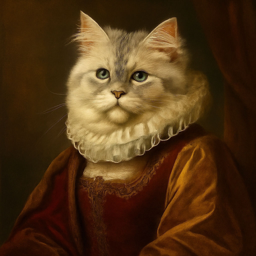A fluffy white and grey kitten is lounging on the back of a green couch, looking adorably relaxed with big, curious eyes. The background shows a cozy kitchen with a brick wall and various household items, giving a warm homey vibe.