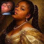 A close-up selfie of a young person with braided hair, puckering their lips playfully. The warm lighting highlights the smooth skin and glossy lips, while the background remains dim and out of focus, giving the photo an intimate vibe.