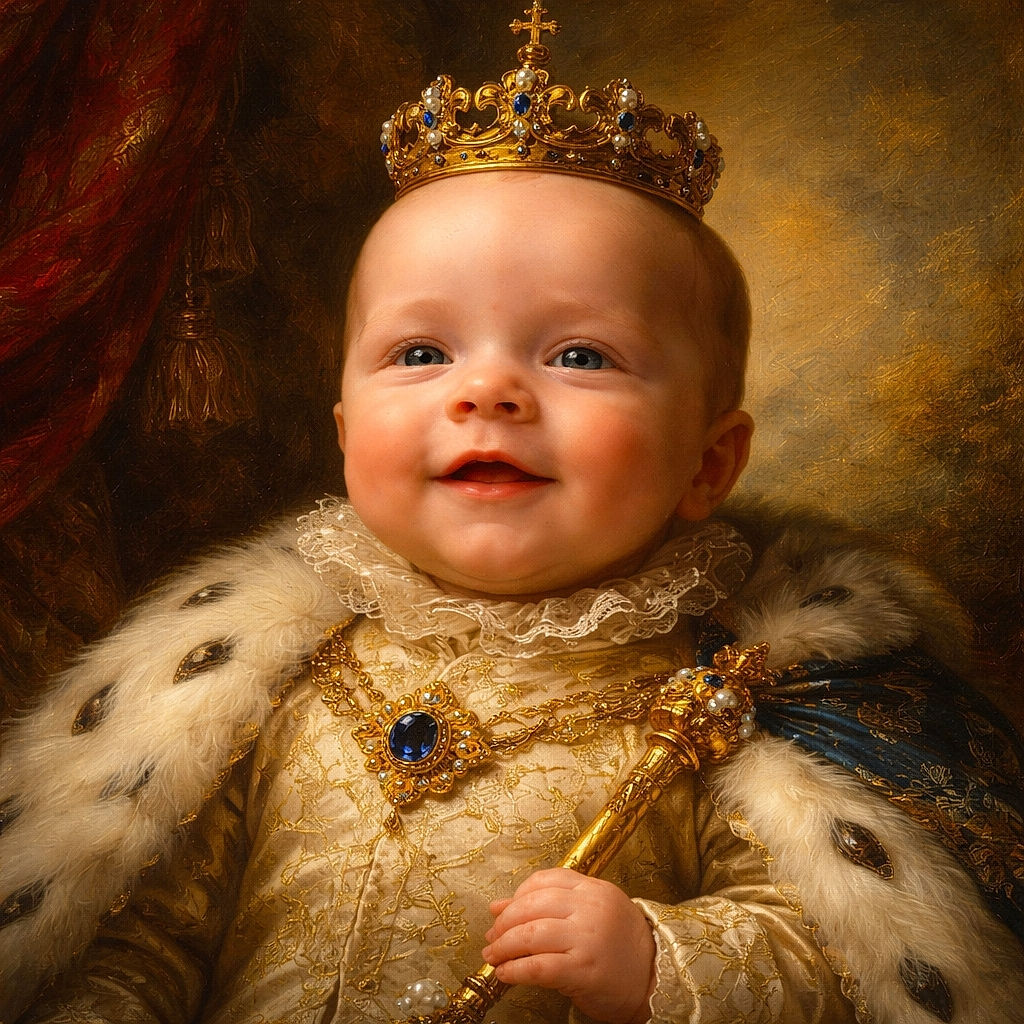 A happy baby lies on a colorful patterned blanket, wearing a playful onesie decorated with cars and trucks. The baby looks content with a slight smile, while a hand gently holds their arm.
