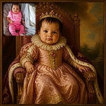 A wide-eyed baby lounges in a pink outfit and bib, looking like a tiny fashion critic judging the camera while cozy blankets form a soft nest around them.