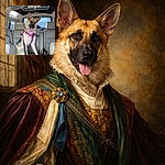 A proud German Shepherd co-pilot sits in the backseat wearing a bright pink harness, tongue flopped out and ears at full alert — posing like they own the car. The leather seats, sunroof and rear window with traffic lights behind frame a ready-for-adventure pet who’s clearly planning the next walk (or snack).